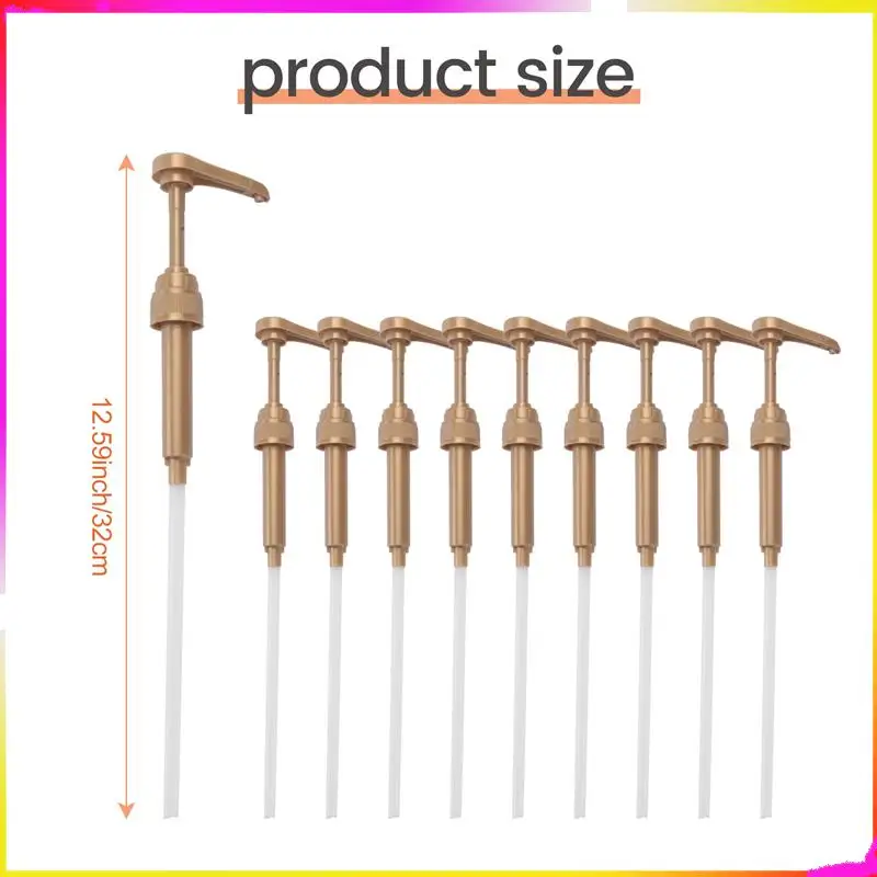 M04K 10 Pcs Coffee Milk Tea Dispenser Syrup Pump Gold Liquid Dispenser For Torani Syrup 8Ml Juice Bottle Dispenser Pump