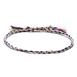 Woven string bracelet Gold color beads with colorful summer Dopamine-Happy bracelet Bohemian style sister couple gift