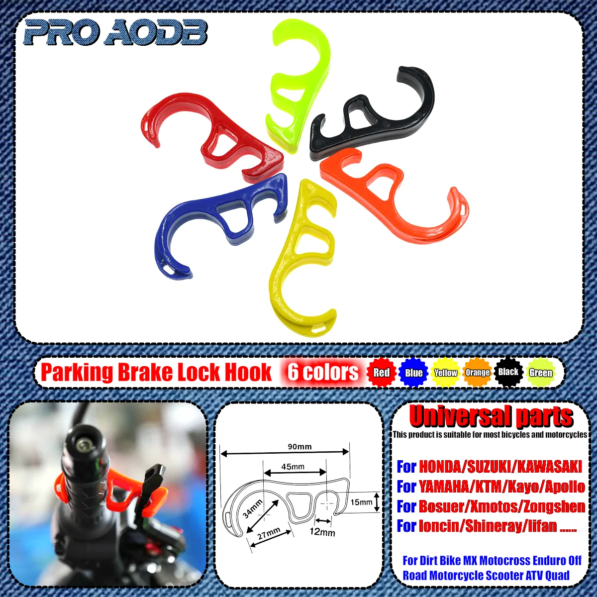 

For Honda KTM Yamaha Kasawaki Husqvarna Suzuki Motorcycle Bicycle Universal Brake Hook Parking Safety Lock Ramp Parking Lock