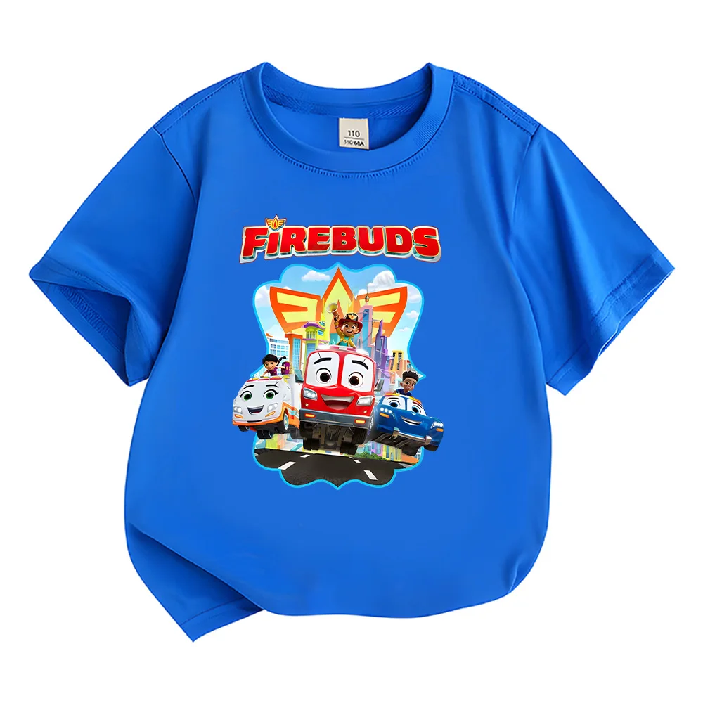 

Disney Firebuds Boys Girls T-shirts Little Kids New Pattern Cotton Tee-shirt High Quality Cartoon Print Outdoor Sportswear Tops