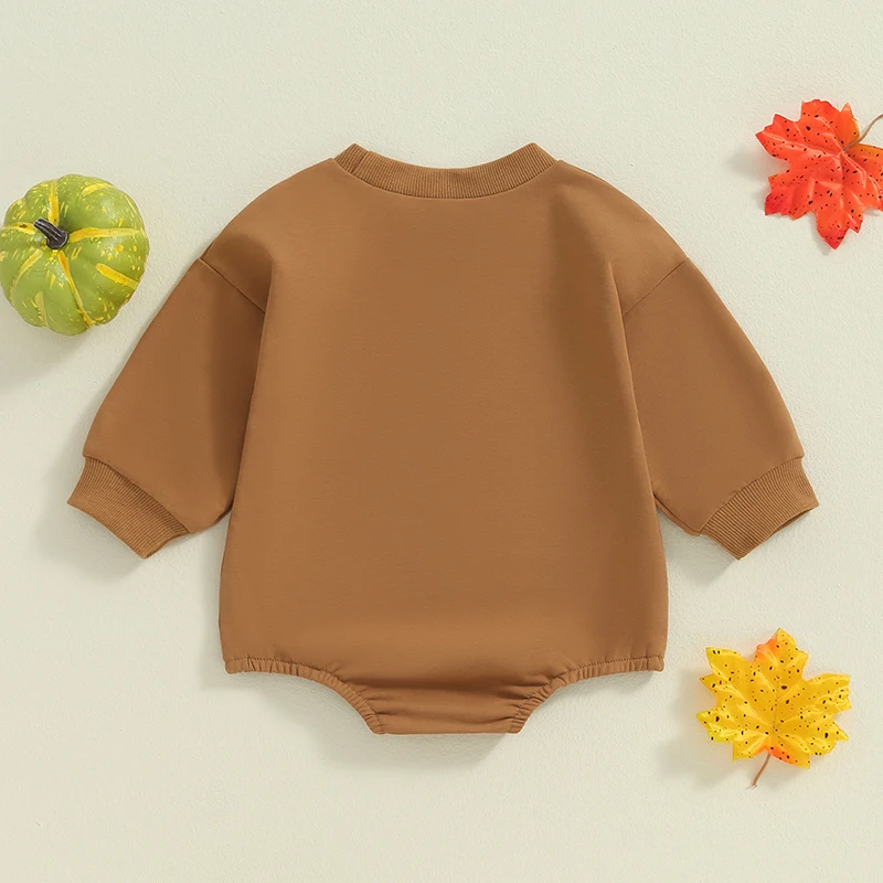 Baby Clothing Girls Boys Halloween Romper Long Sleeve Crewneck Letter Pumpkin Embroidery Newborn Clothes