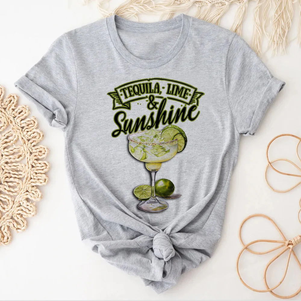 قميص Tequila Lime and Sunshine للسيدات لثقافة البوب ملابس الشارع الشهير تي شيرت kawaii جرافيك قابل للتنفس قوطي ملون عصري