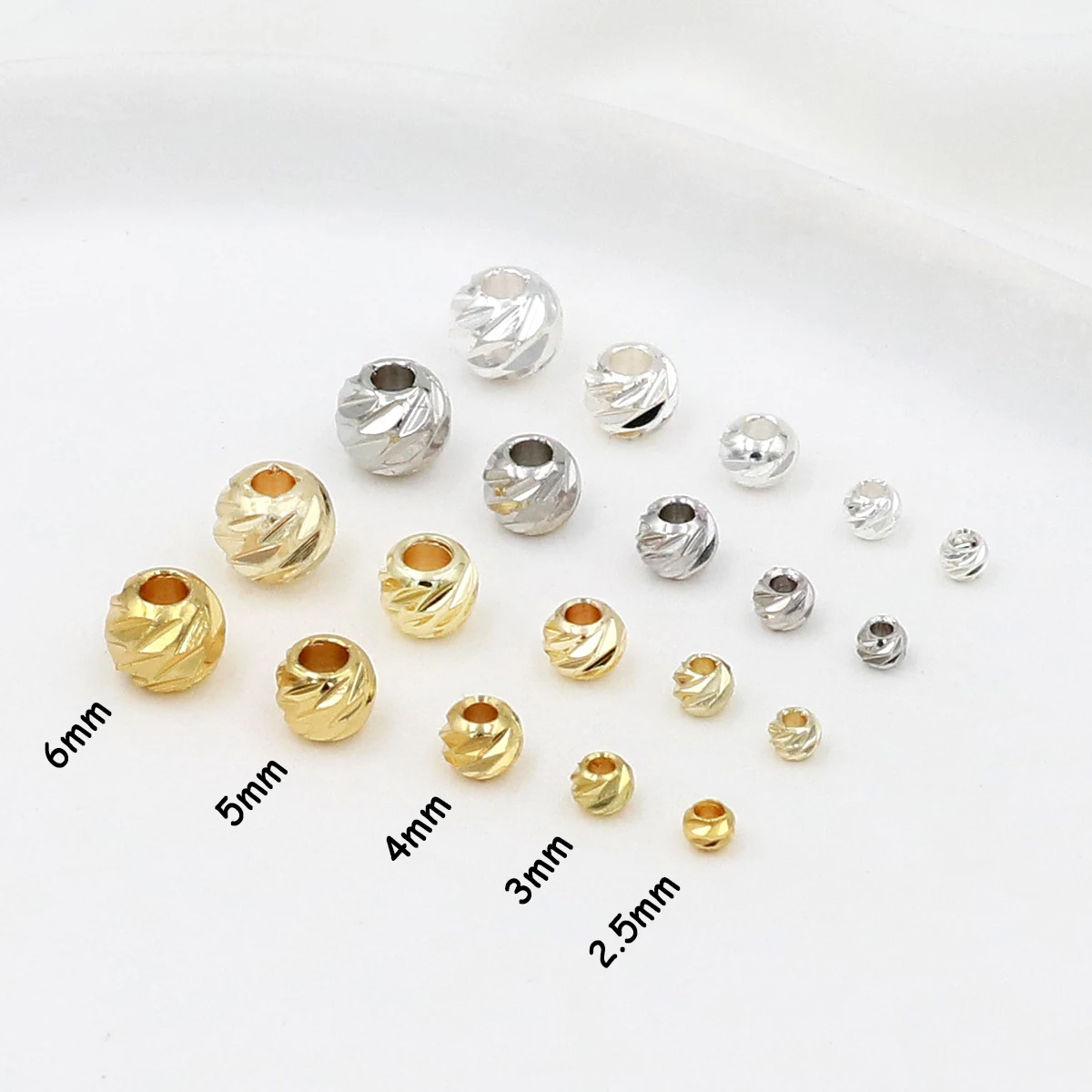 2.5-6mm Brass Diagonal Stripe Spacer Beads For DIY Necklace Bracelet Making Separators Flat Loose Beads Jewelry Accessories