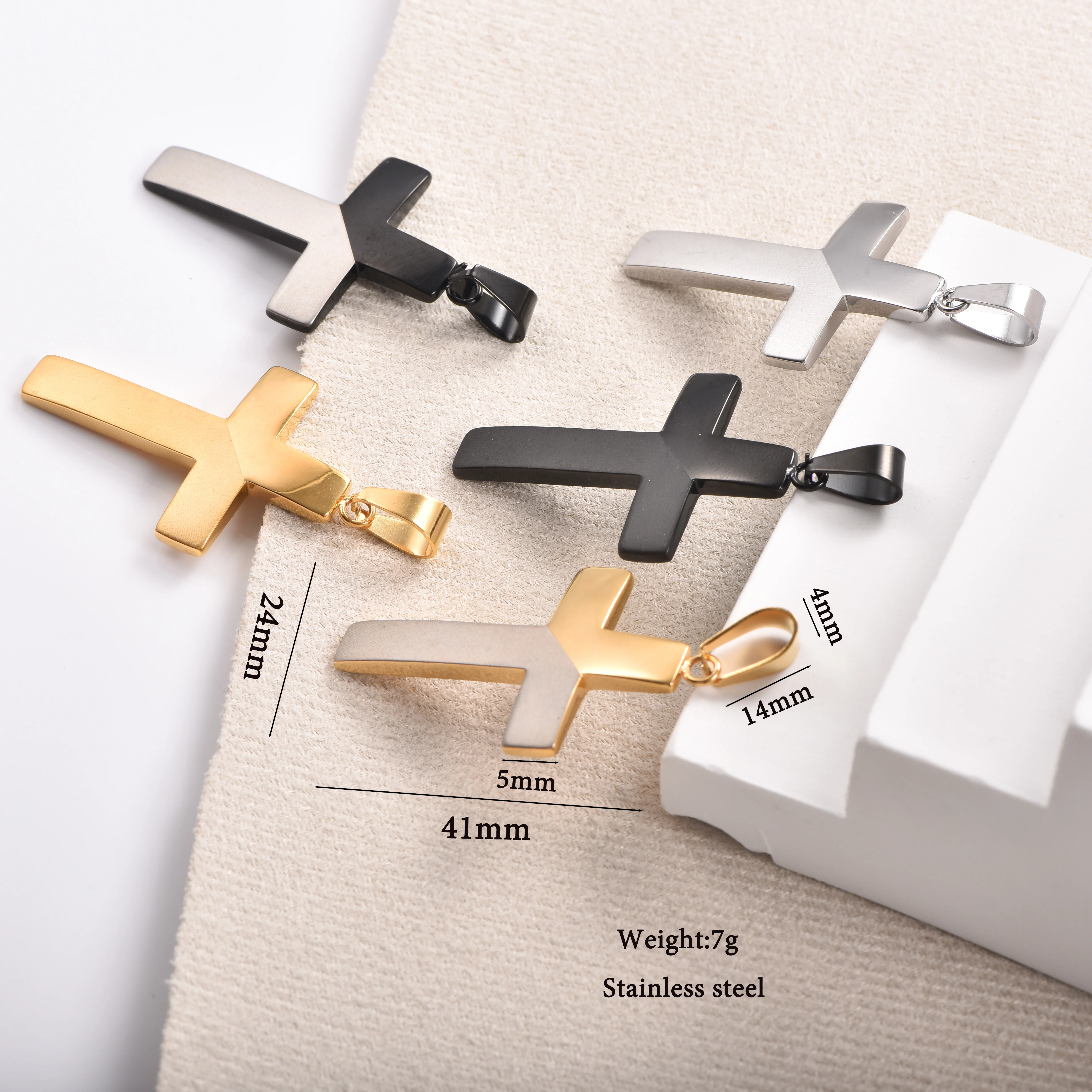 Kreuzanhänger-Halskette für Männer und Frauen aus Edelstahl, minimalistischer christlicher Schmuck, unisex religiöses Geschenk – Detail 6