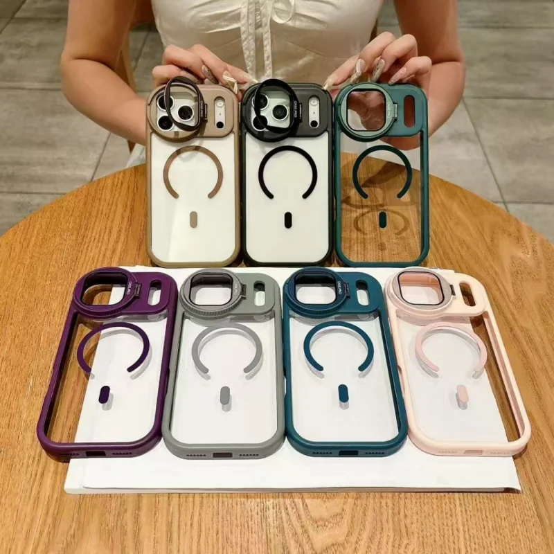 Capa de carregamento magnético sem fio minimalista, cor sólida, para iphone 17 pro max 16 15 14 13 12 11 plus air, capa de lente com buraco grande