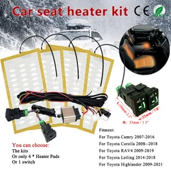 NEW 12V Built-in Car Seat Heater Kit Fit 2 Seats Alloy Wire Fast Heating Pads Poleless Paddle Control Switch Replace for Toyota