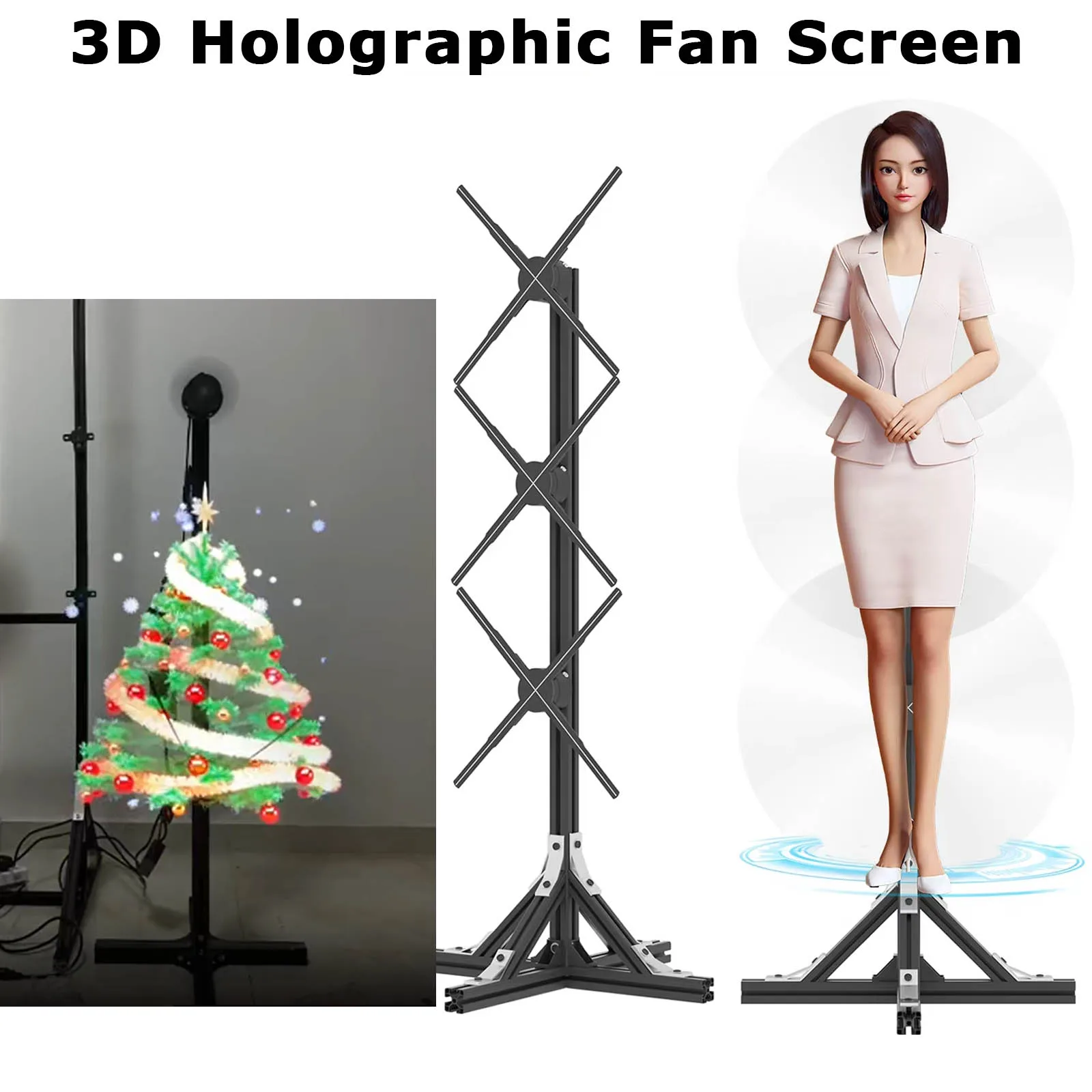 Pantalla de ventilador holográfica de Navidad 3D, luz LED de señal, imagen giratoria, proyector de luz publicitaria holográfica, control remoto móvil