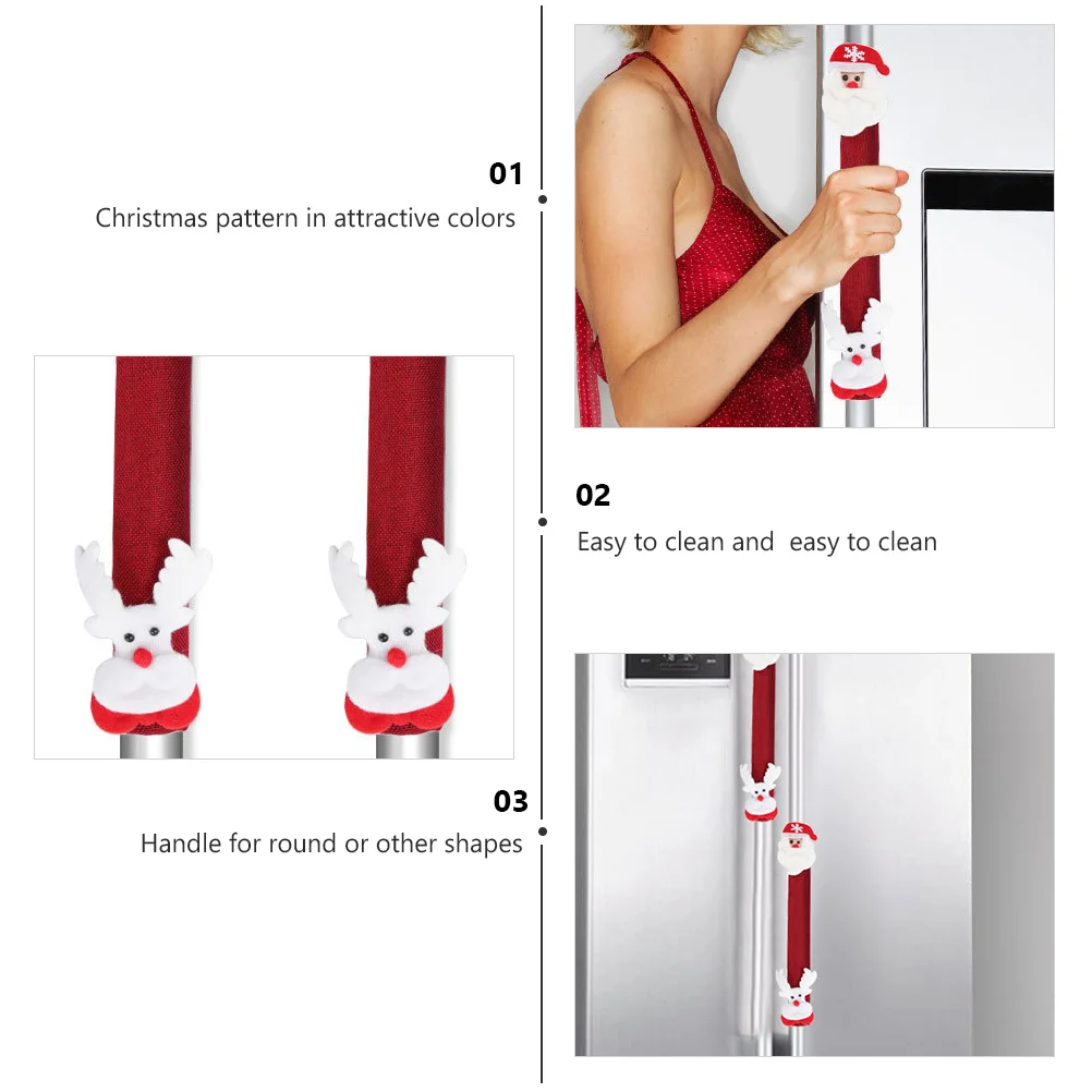 

6Pcs Christmas Handle Gloves Fridge Handle Covers Static Free Protective Covers for Kitchen Microwave Oven Appliances