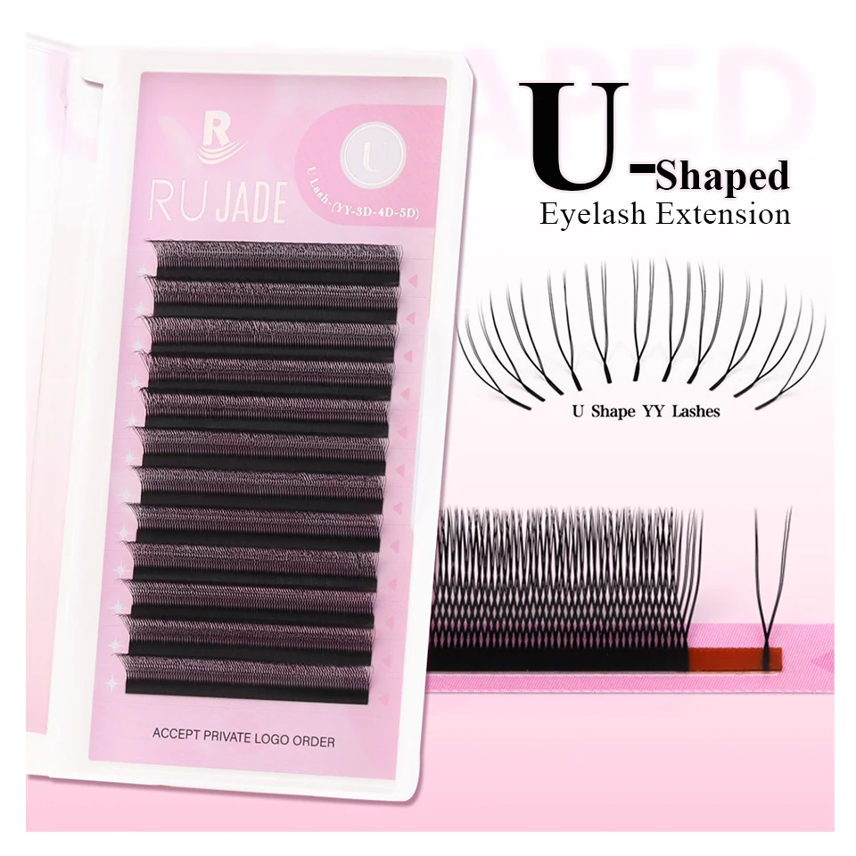 

NEW U Shape YY Eyelash Extension Matte Black 3D Fairy Spike Eyelashes 2DY 4DW U3DW U5DW Eyelash Easily Grafting Brown 4DW Lashes