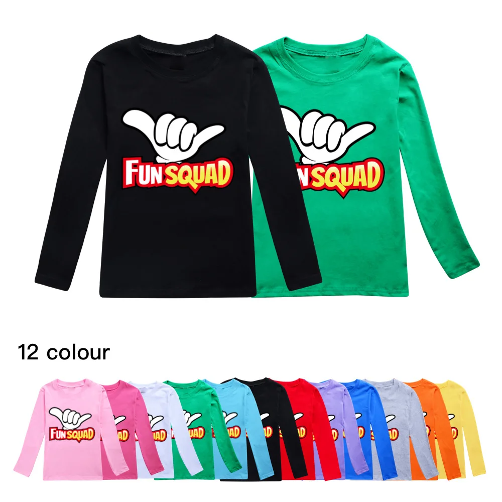 Fun Squad Gaming Boys O-neck Cartoons Pattern Autumn Outwear Children Sweatshirts for Kids Clothes girl Boy Cotton Pullovers