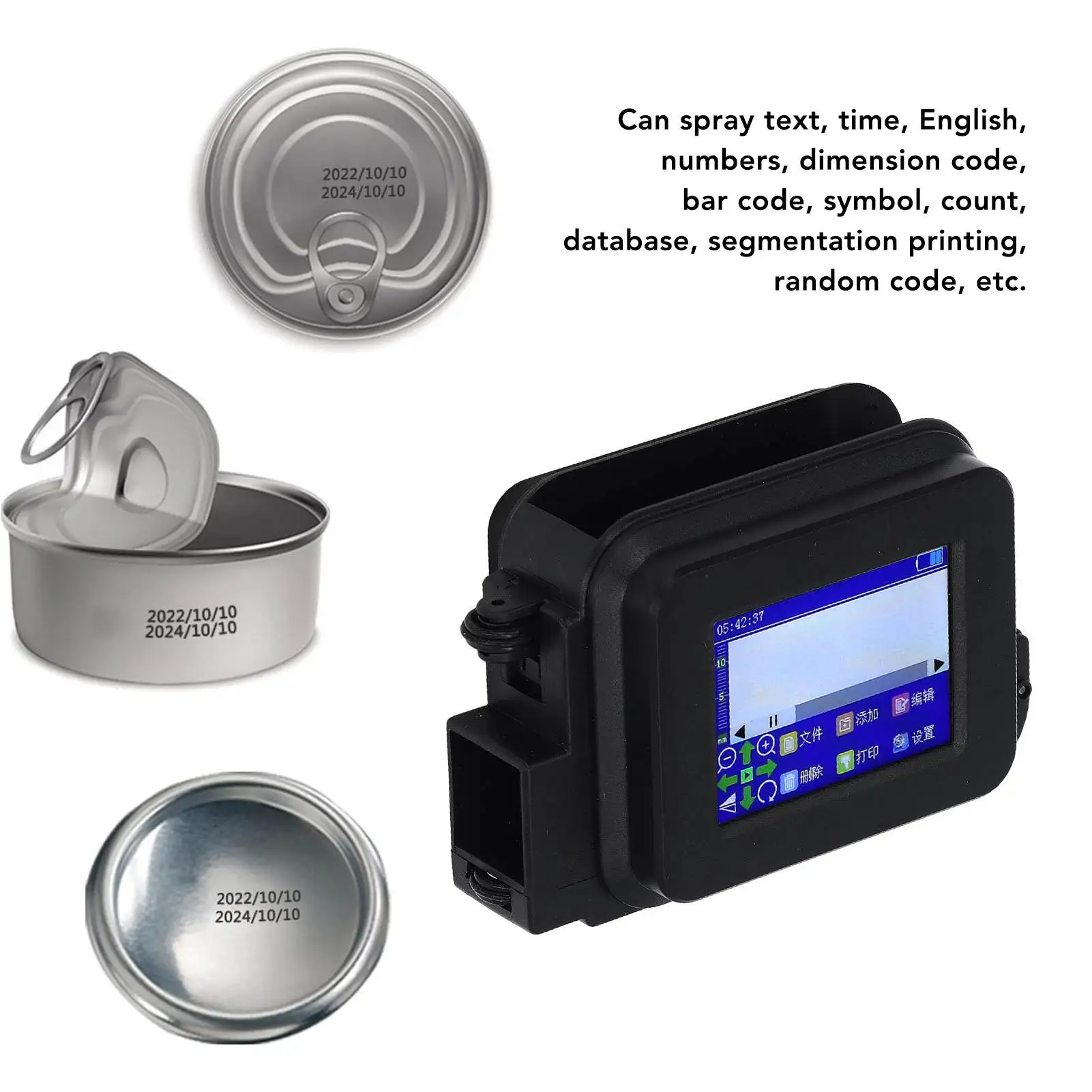 مسدس طابعة نافثة للحبر محمول شاشة LED صغيرة تعمل باللمس لتاريخ إنتاج الملصقات رمز الاستجابة السريعة متعدد اللغات