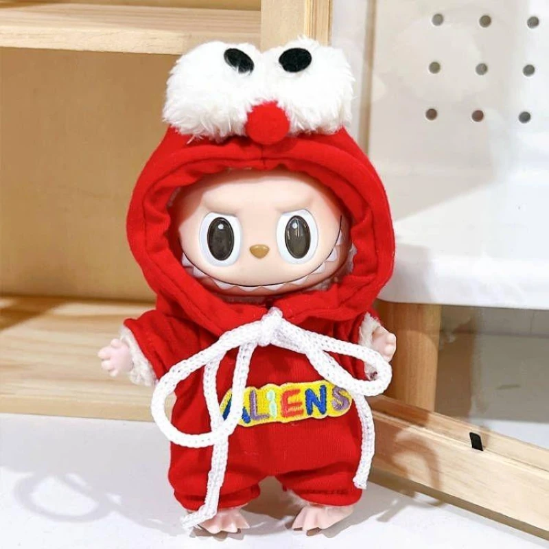 For 17cm labubu Big Eyed Funny Climbing Suit Dolls Accessories Cute Decoration Little Clothes for labubu clothes