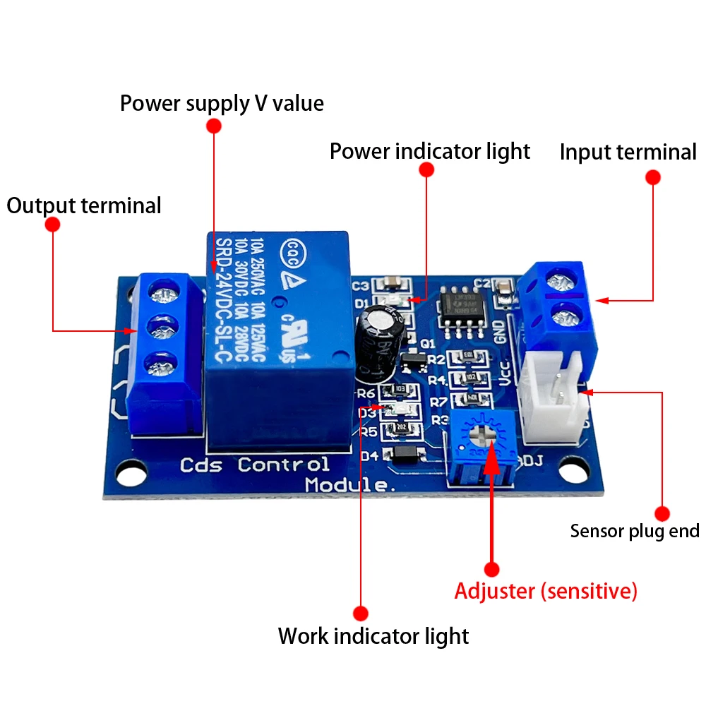 XH-M131 DC 5V / 12V Light Control Switch Photoresistor Relay Module Detection Sensor 10A brightness Automatic Control Module