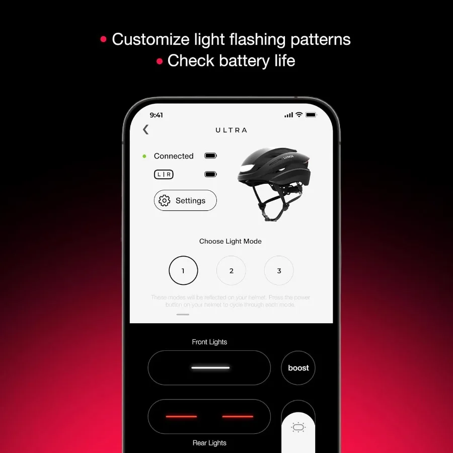 خوذة الدراجة الذكية Lumos Ultra مع أضواء LED أمامية وخلفية قابلة للتخصيص وإشارات الانعطاف لتحسين الرؤية والأمان o #4