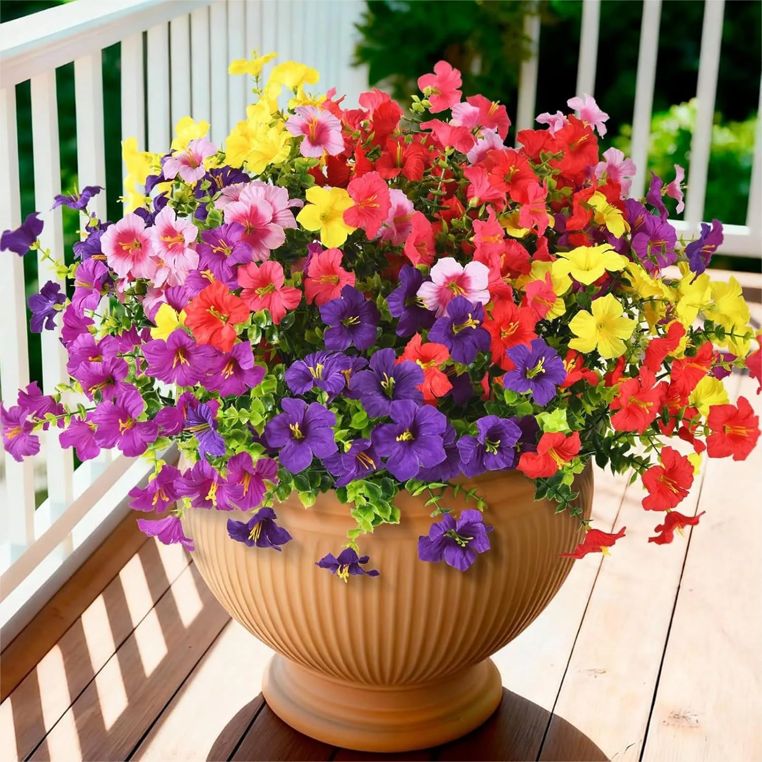 

Artificial Petunias Flowers for Outdoors Spring Summer Decoration, 12 Bundles Faux Plants UV Resistant Realistic Silk Flower for