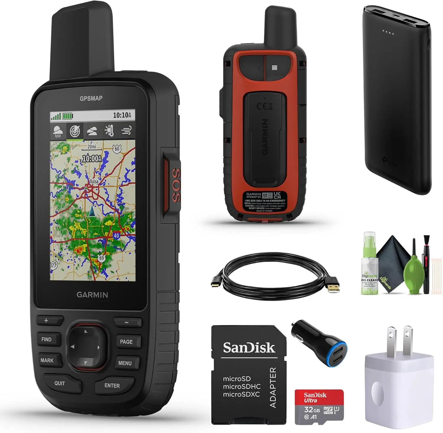 Rugged Hiking GPS Premium Handheld inReach Satellite Technology, Two-Way Messaging, Interactive SOS, Mapping Bundle