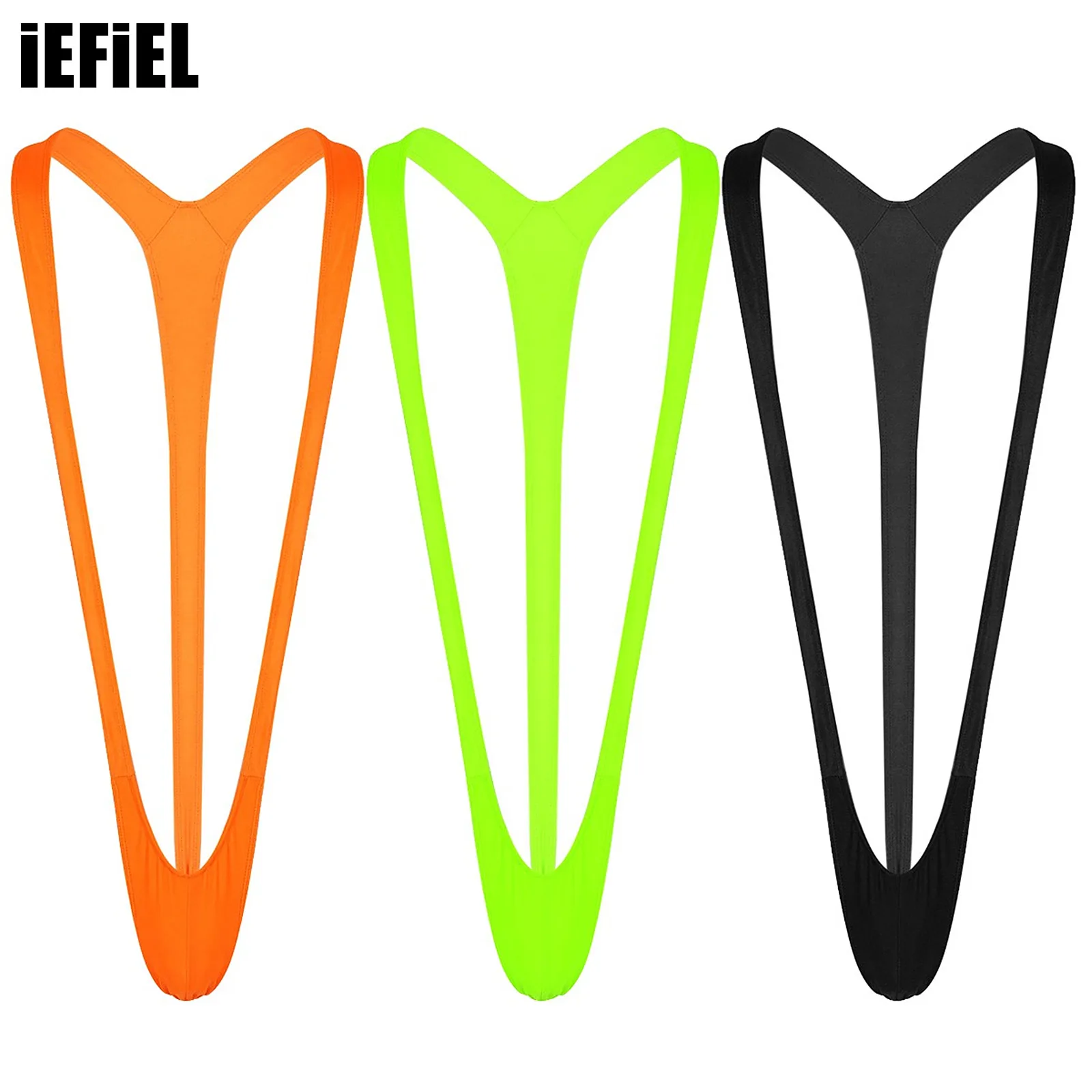 

Sexy Men Mankini Jumpsuit Fluoro Sexy Stretch Open Mankini Thong Solid Colour Y-back Bodysuit