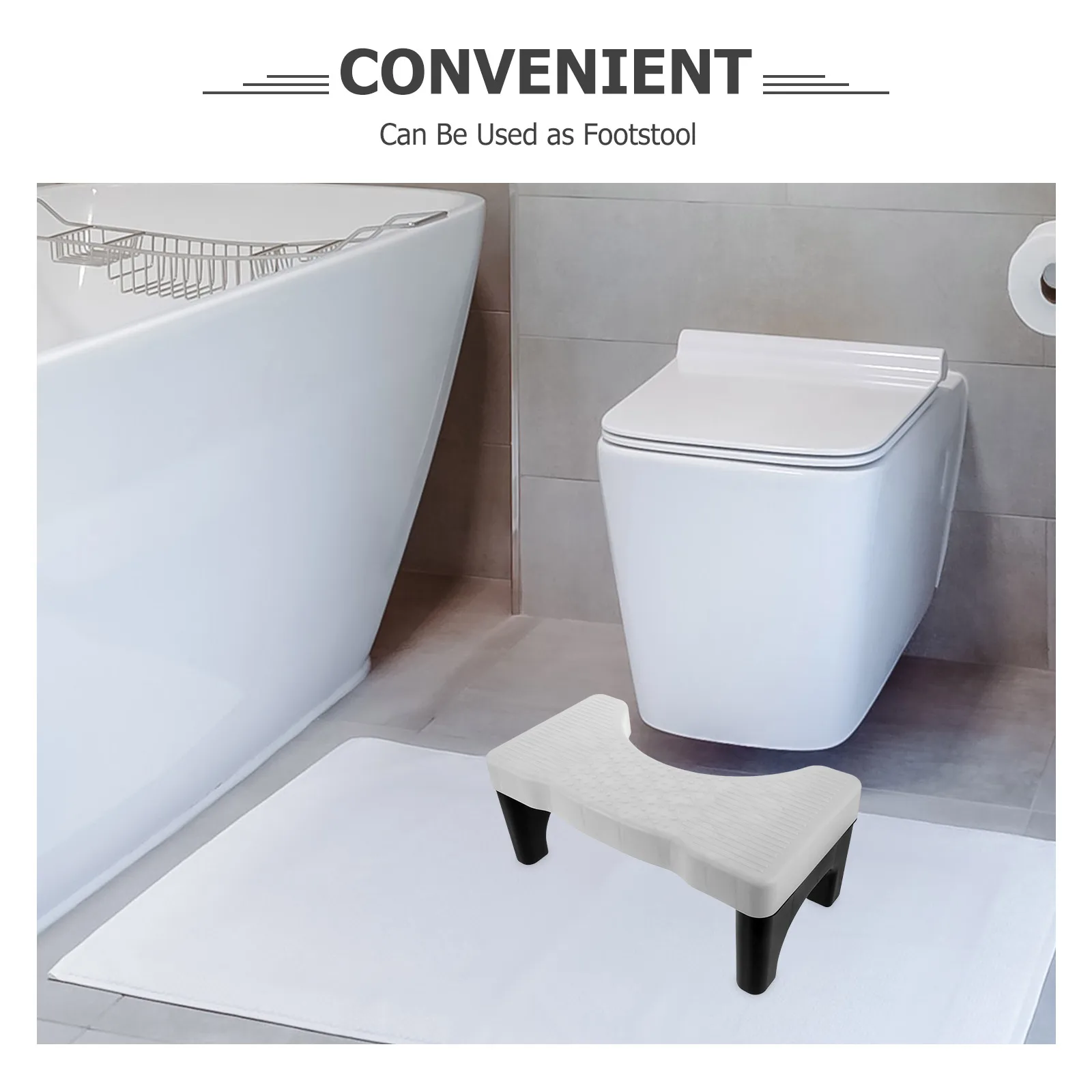 

Plastic Step Squatting Footstool Space Saving Compact Sturdy Load Bearing Home Poop Adults Footstool For Toilet Bathroom
