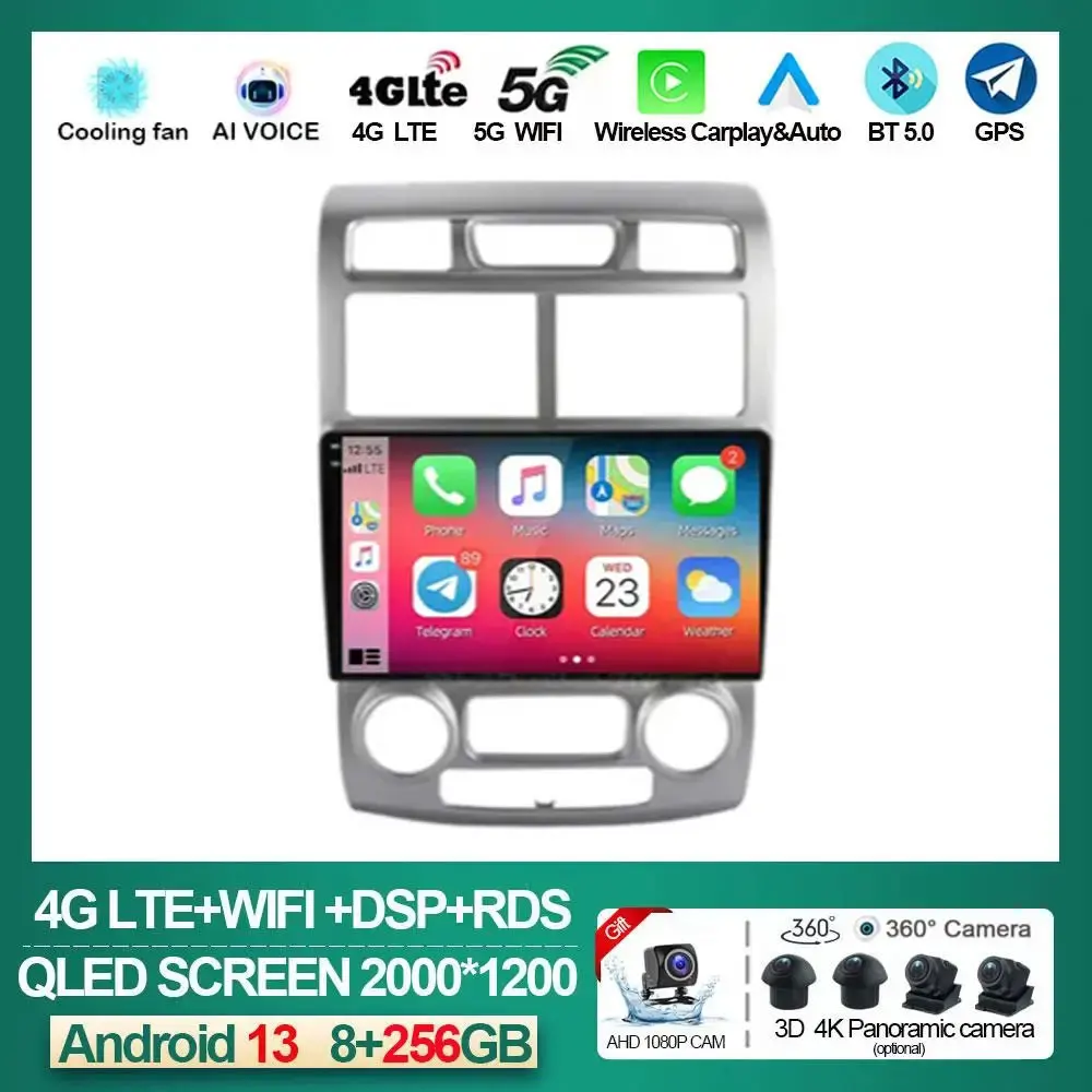 

Android 13 Carplay Auto For Kia Sportage 2 2004 - 2010 Car Radio Multimedia Video Player Navigation GPS BT Navi NO DVD 2DIN