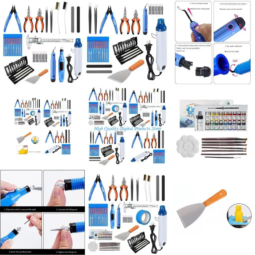 

U2JE 3D модель принтера, набор инструментов для чистки, полные аксессуары, ручные напильники для теплового пистолета, пинцет,