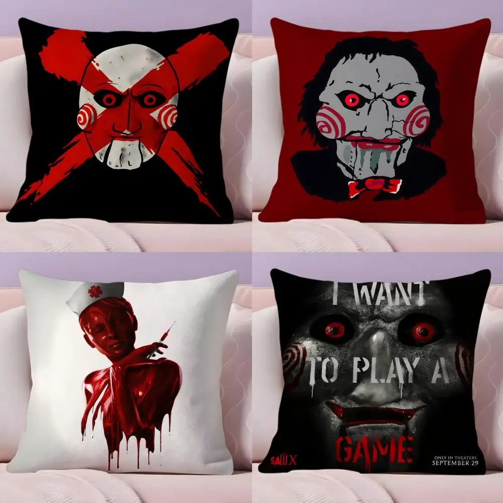 Horror Thriller Movie S-Saw X Cushion Cover Plush Fabric Soft Double-Sided Printed Sofa Warm Winter Home Gift Pillow Cover