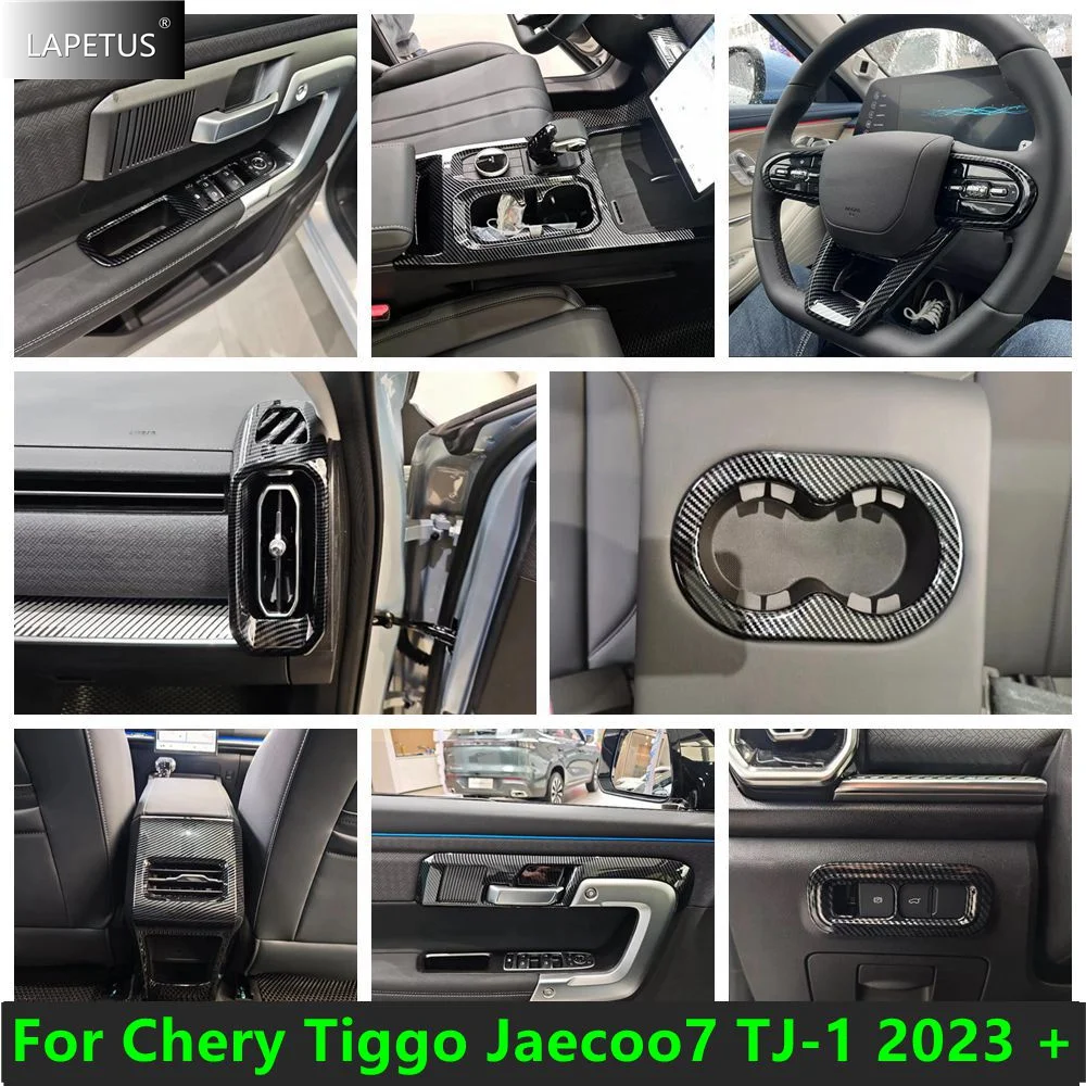 

Window Lift Button / Head Lights Switch / Water Cup Holder Cover Trim For Chery Tiggo Jaecoo7 TJ-1 2023 - 2025 Carbon Fiber Look