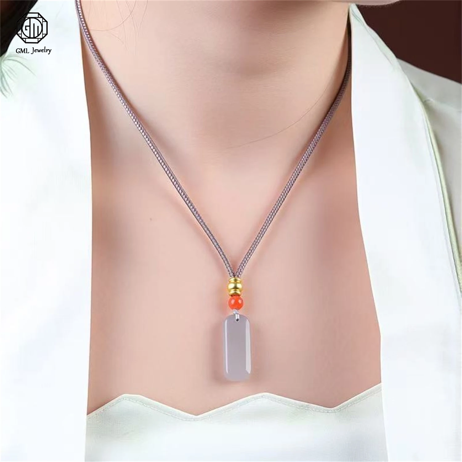 Natural Hetian Smoke Purple Peace Plaque Pendant Choker Keychain Phone Charm Unisex Exquisite Retro Ethnic Style Jewelry Gift