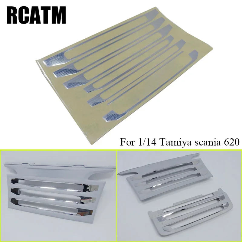 Metal Front Face Sticker LOGO for 1/14 Tamiya RC Truck Trailer Scania 620 DIY Parts