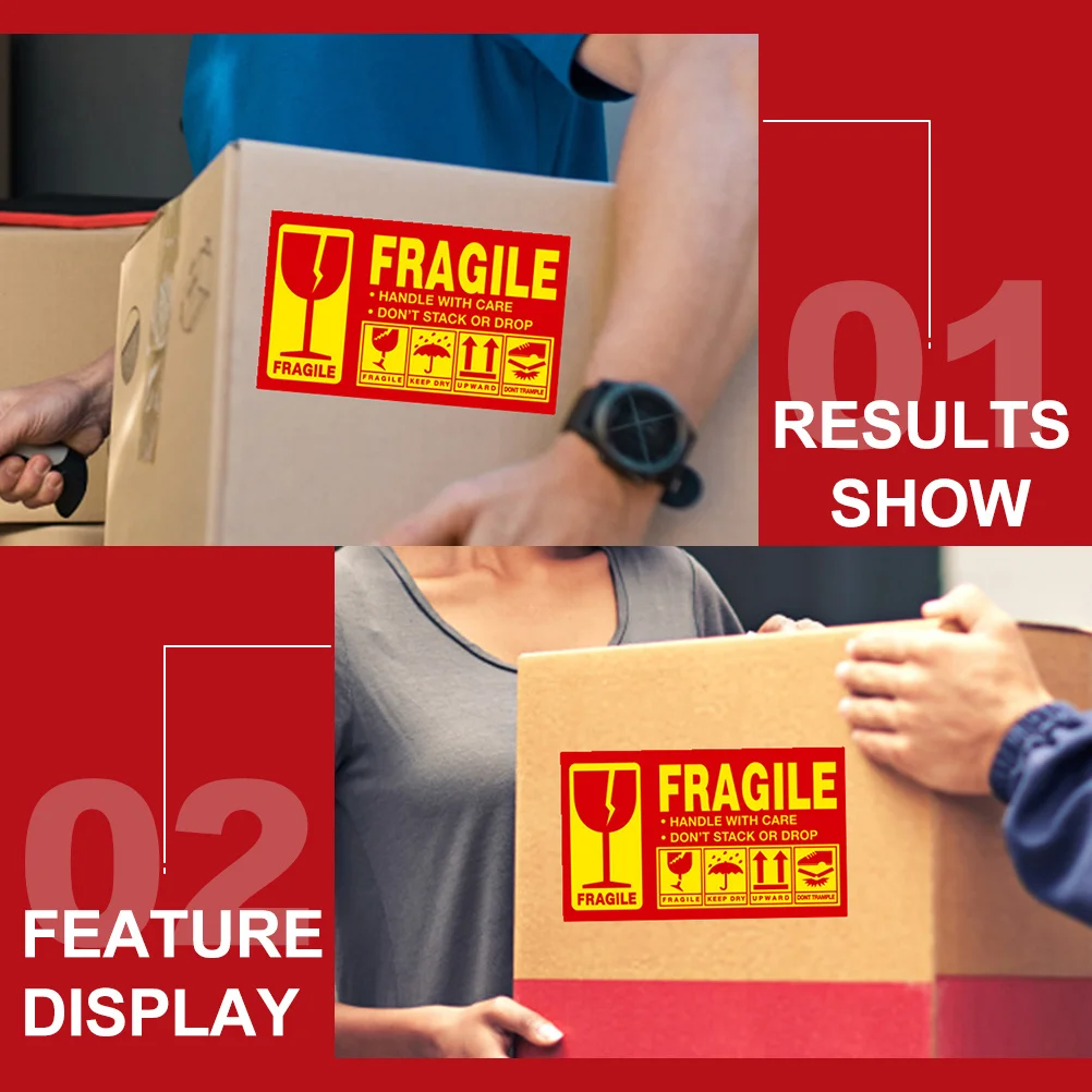 

1 Roll Fragile Warning Label Stickers Self-Adhesive Handle With Care Decals For Shipping Packing Boxes Bottles Wood File Folders