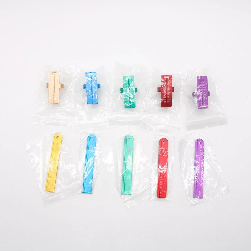 WW 10Pcs Laboratory Color Alloy Aluminum Ring Ruler, Root Canal Measuring Ruler..