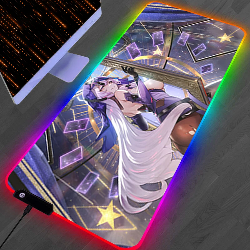 

RGB LED Mouse Pad Gaming Mat PC Accessories Mousepad H-honkai Star Rail Black Swan Desk Mat Non Slip Extended Pad Keyboard Pad