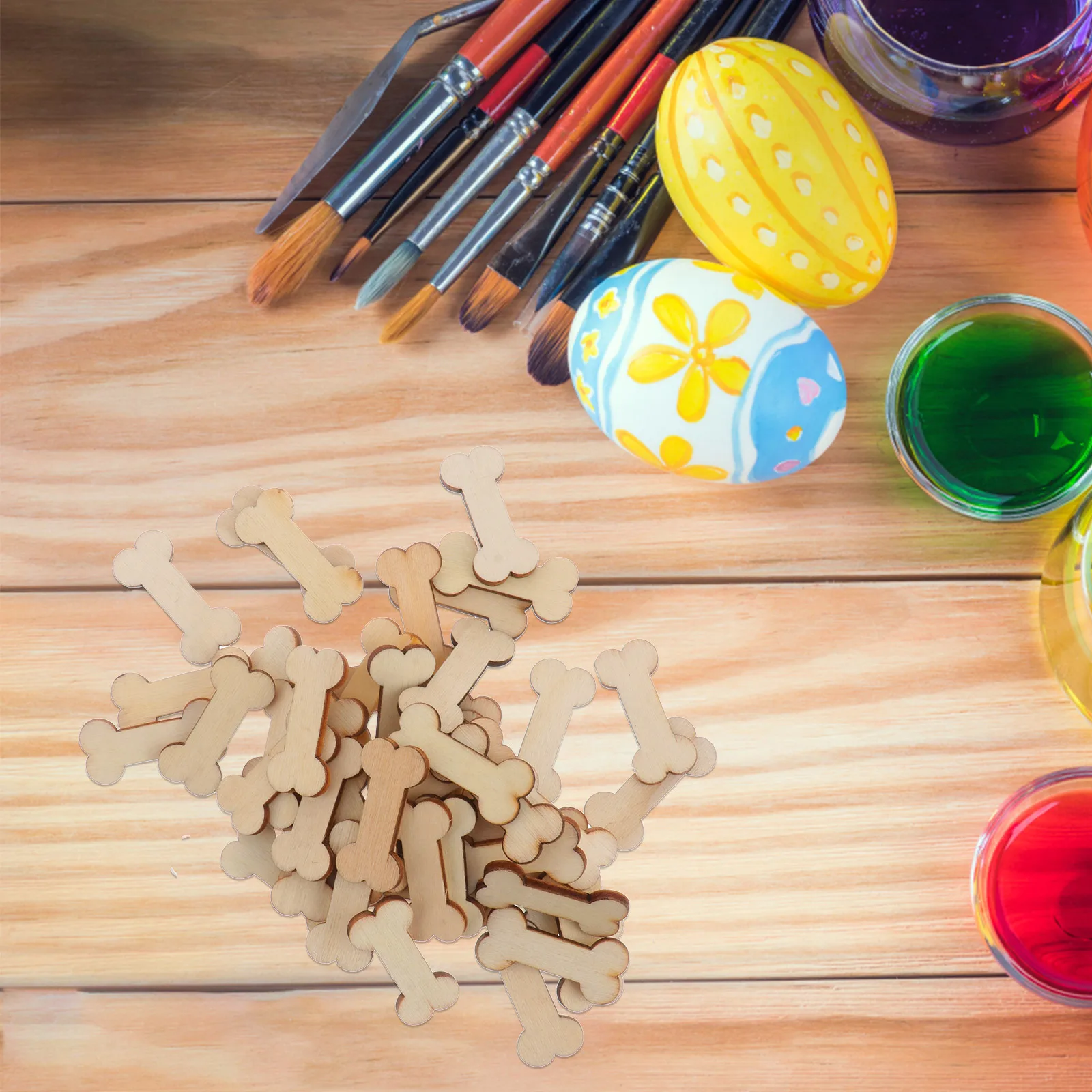 

50Pcs Unfinished Wood Bone Cutouts Dog Bone Shapes DIY Craft Supplies Painting Ornaments Nursery Signs Wall Mounts