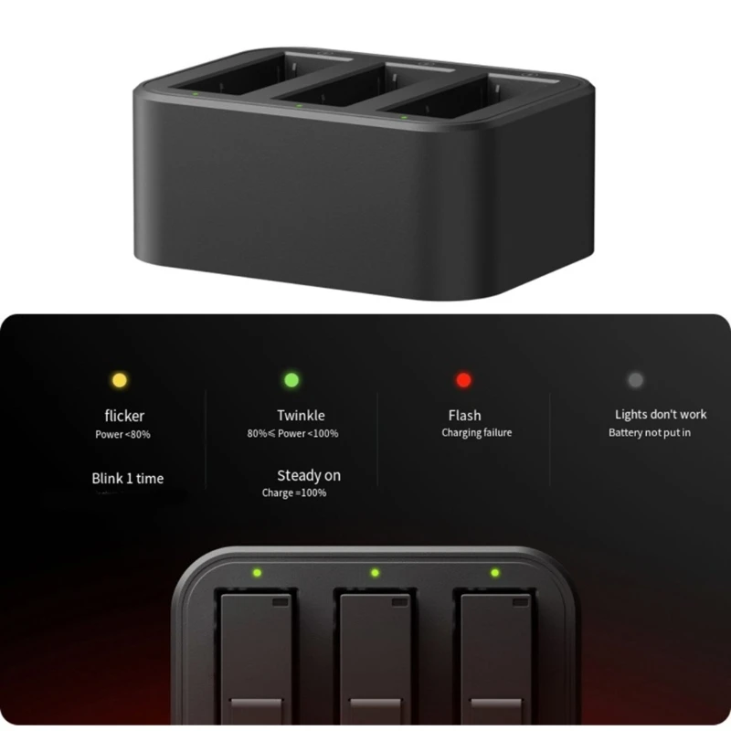 360 액션 카메라 배터리용 배터리 어댑터 허브 고속 충전 슬롯 3개