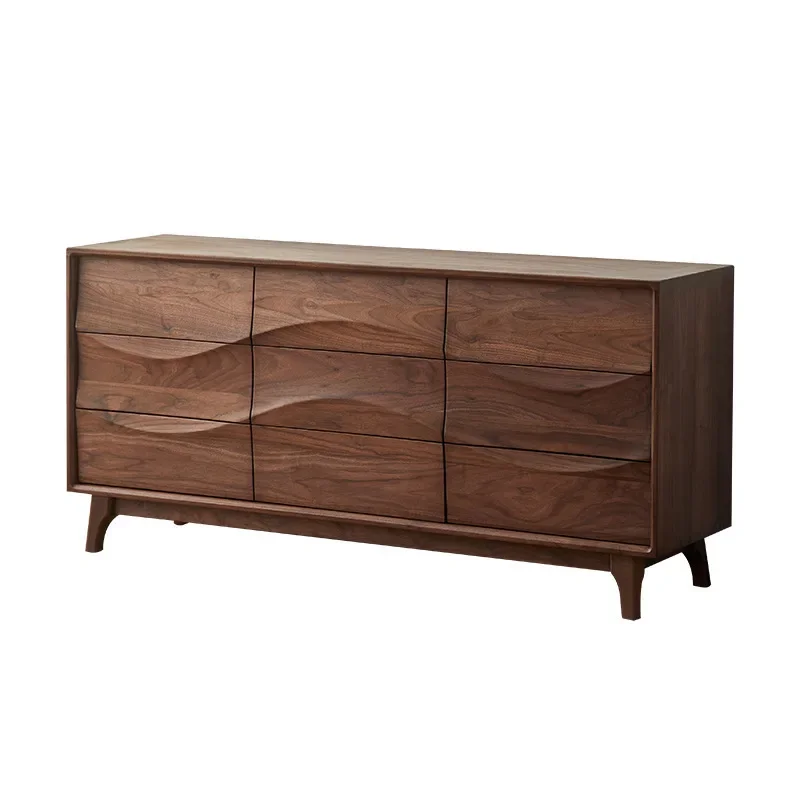 

North American black walnut all solid wood nine chest cabinet bedroom storage cabinet modern simple living room light luxury