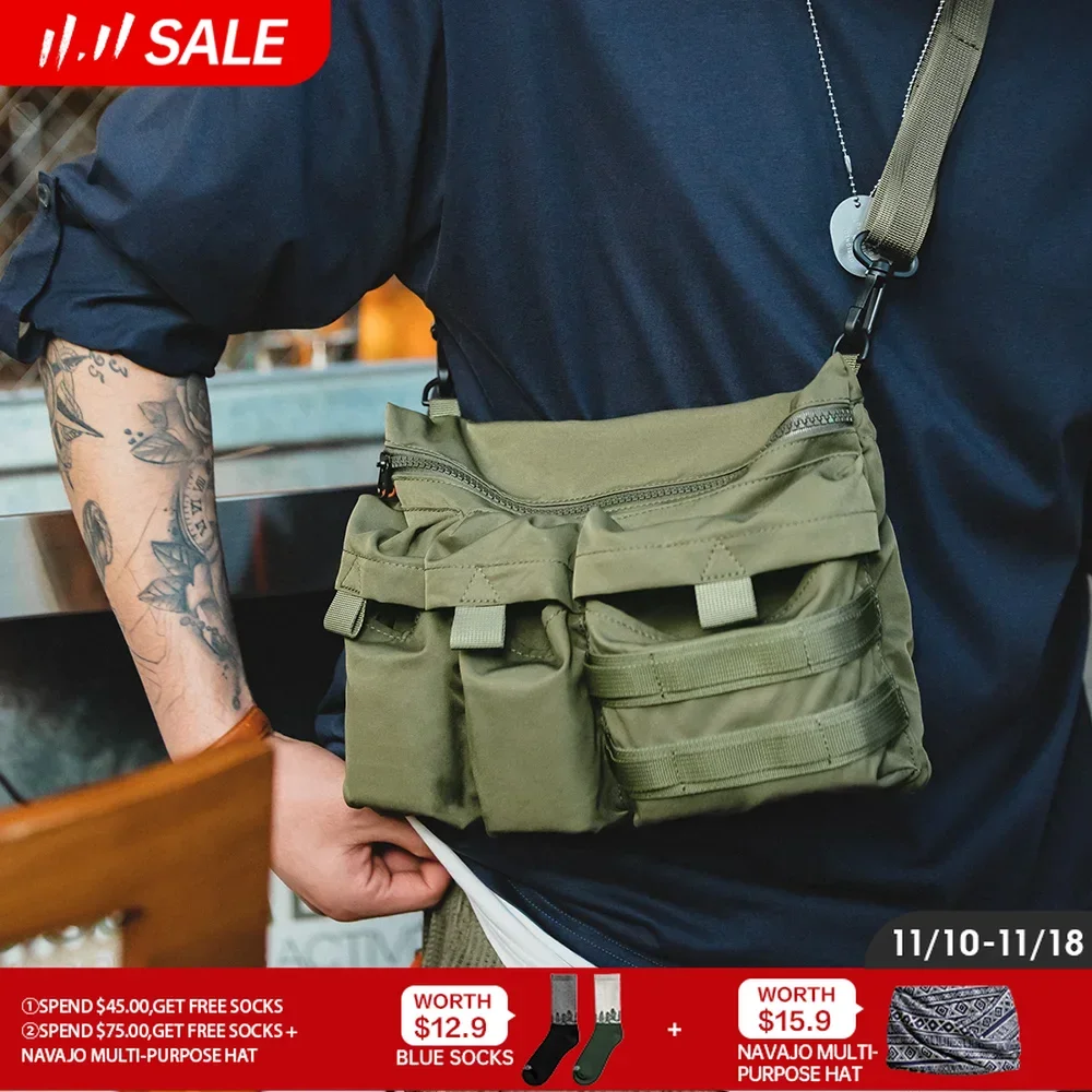 

Maden Retro Multi-pocket Functional One-shoulder Postman Cross-body Bag Outdoor Waist Bag Side Shoulder for Men's Fashion