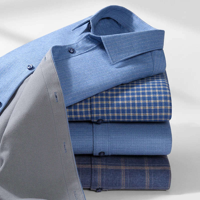 Hight quality 100%cotton brushed winter long sleeve shirts for men casual thicken warm plaid tops soft designer elegant clothes