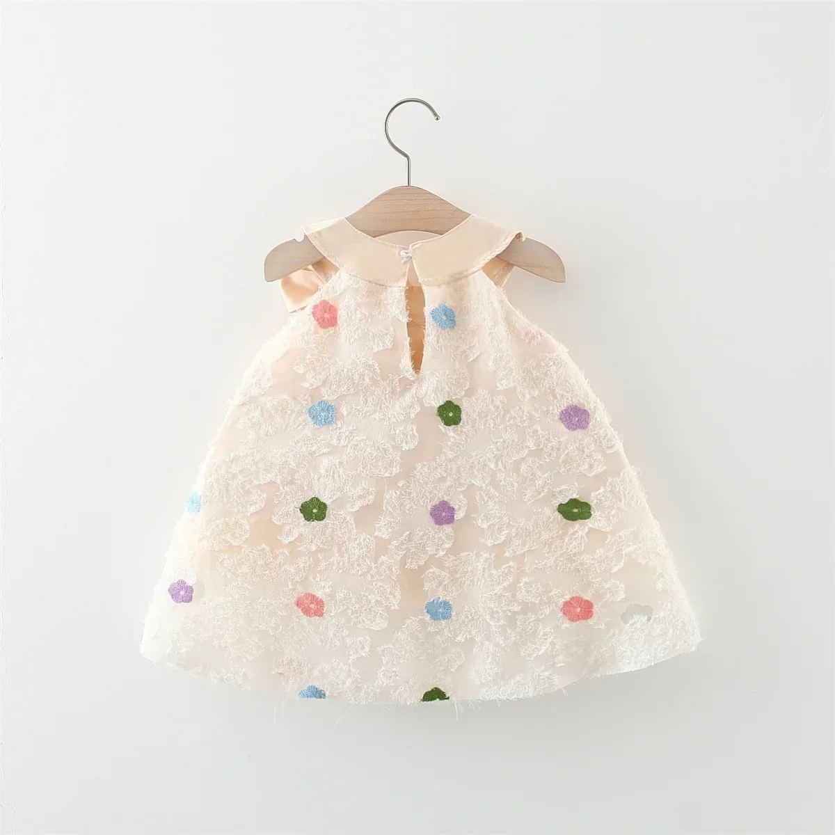 0-3 Year Old Fashionable Girls' Dress, Flower Embroidery, Lady Bow Tie, Neck Hanging, Sleeveless Birthday Princess Dress