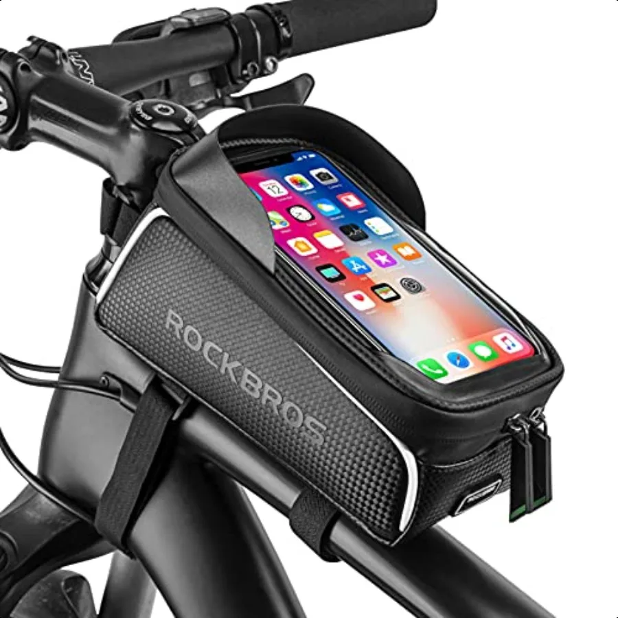 

ROCKBROS Bike Bicycle Phone Front Frame Bag Waterproof Tube Bag Cycling Pouch Bike Accories for Men Compatible Phone Under 7