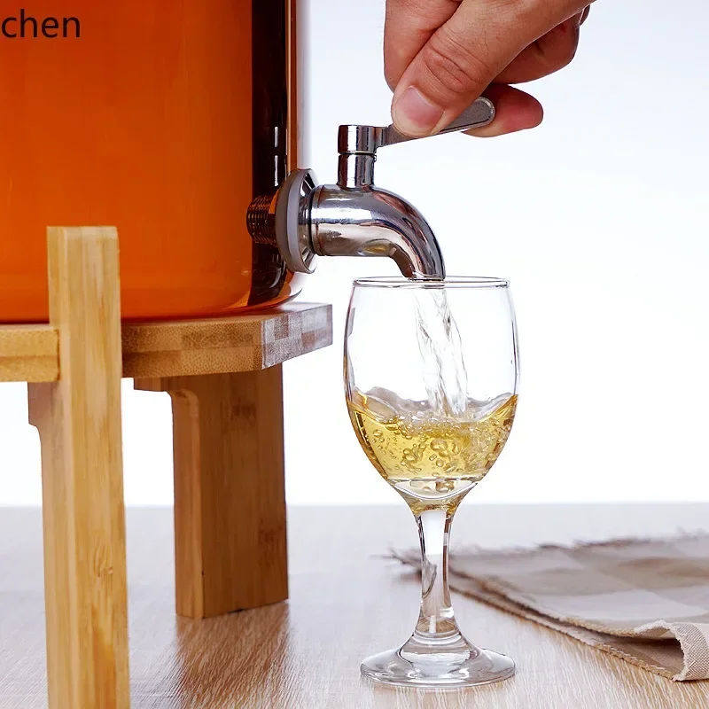 

large capacity high borosilicate glass enzyme barrel for home with faucet wine set suit cover sealed beverage wine barrel