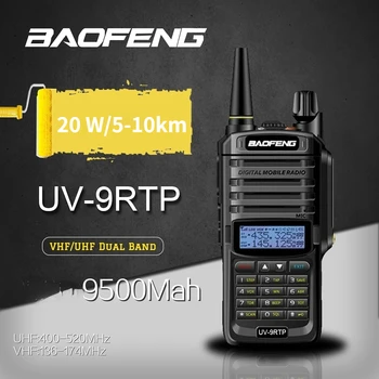Baofeng UV9R-PLUSTP Walkie Talkie Radio Waterproof IP68 Station Transceiver 20W VHF UHF Portable Radio 15km Talk Range 9500mAh
