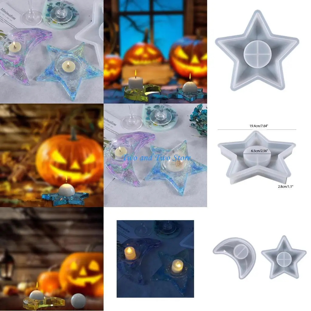 

HX6F Diy Crystal Mold Cut Faceted Star Moon Holder Ball Base Silicone Mold