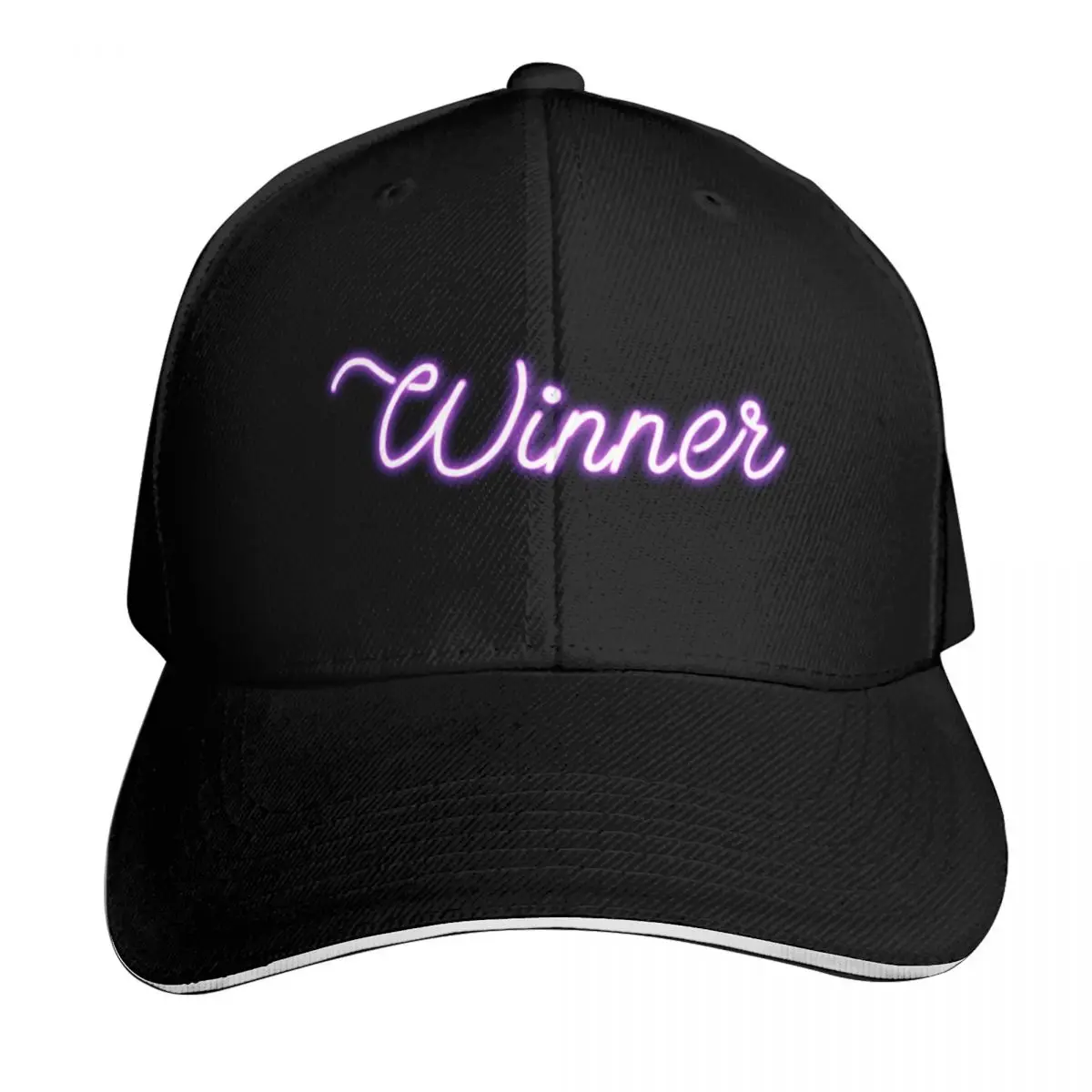 Winner Neon Sign Baseball Cap Strapback Dad Hat Six Panel Structured Crown Sun Protection UPF 50+