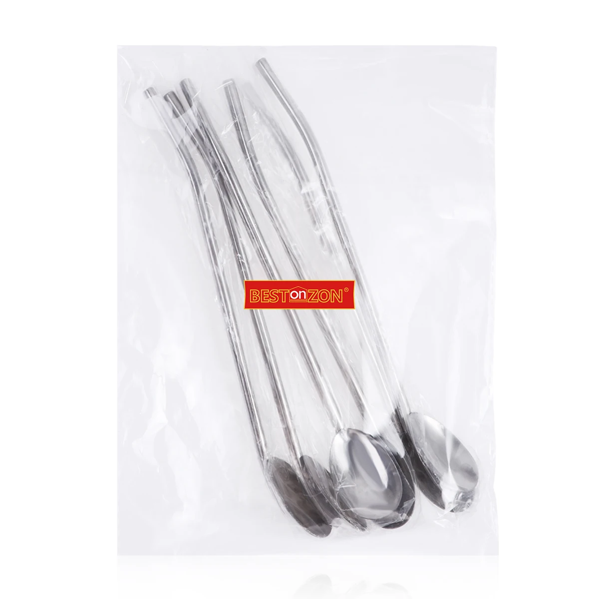 

BESTONZON 6 Pcs/Pack Stainless Steel Oval Shape Metal Drinking Spoon Straw Reusable Straws Cocktail Spoons Set (Primary Color)