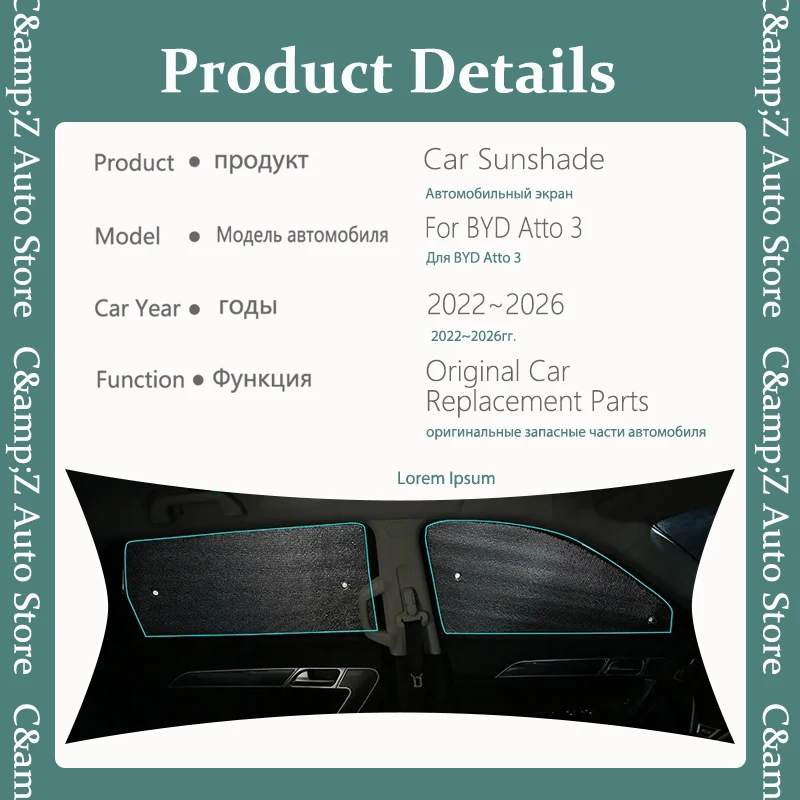 Car Sun Visor For BYD Atto 3 Yuan Plus 2022 2023 2024 2025 2026 Anti-UV Shields Window Sunhsade Windshields Pad Auto Accessoires