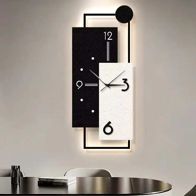 2026 new living room with light clock decoration painting, restaurant background wall clock painting, TV cabinet high-end mural