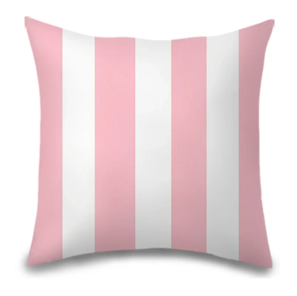 1PC Digital Printed Pillow Covers, Pink White Vertical Stripes, Sweet Style, for Girls Bedroom Sofa Home Decor