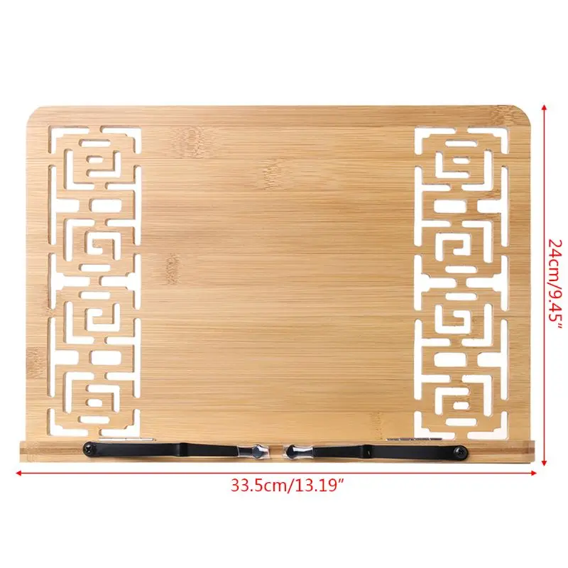 대나무 중공 조정 가능한 독서 책 홀더 트레이 페이지 종이 클립 접이식 태블릿 요리 책 휴대용 튼튼한 책꽂이