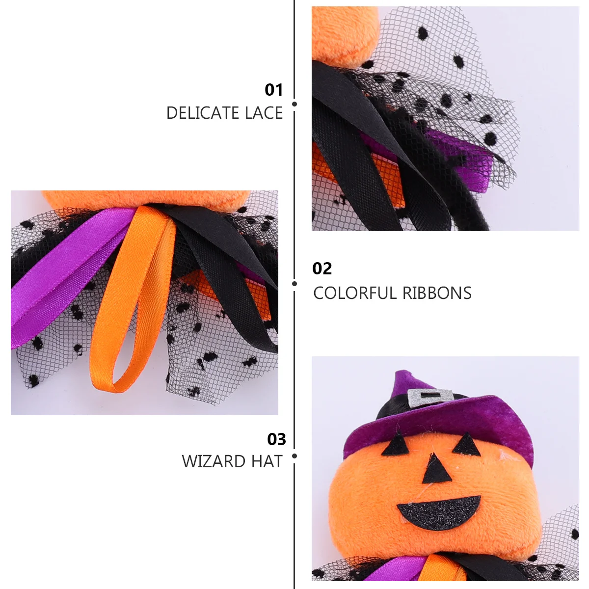 

2Pcs Halloween Pumpkin Hair Hoops Iron Cloth Material Funny Wizard Hat Headwear for Adult Kid Festival Halloween Hair Decorative