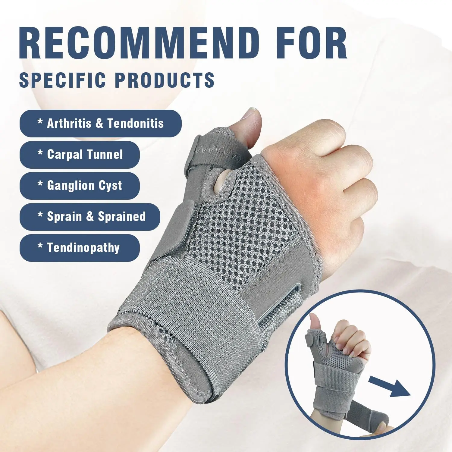 Thumb Brace, Thumb Spica Splint for Right Hand or Left Hand to Help with Arthritis Pain & Support, Trigger Thumb Splint and Stab