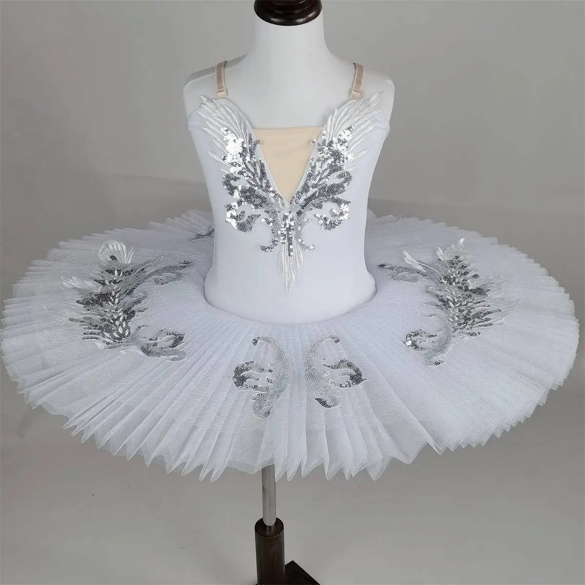 children's-ballet-skirt-puffy-tulle-dress-performance-costume-institution-show-off-shoulder-strap-polyester-fiber-skirt